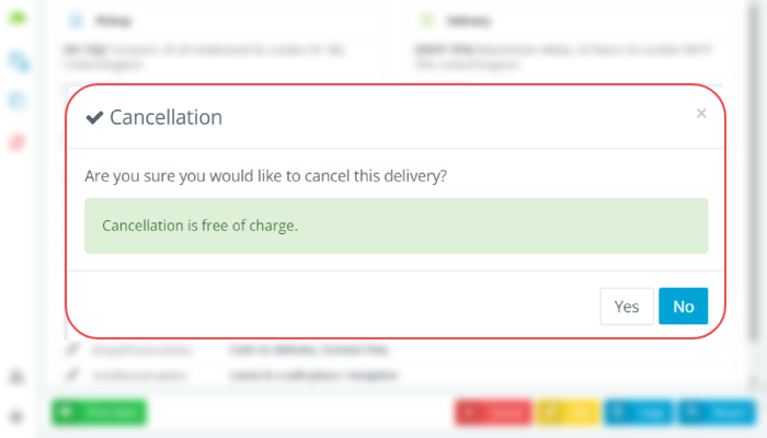 delivery booking cancelation