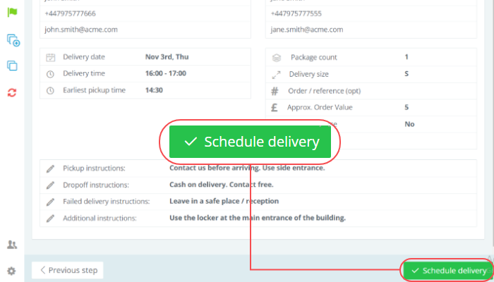 schedule delivery 2